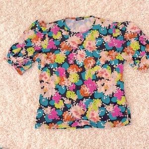 Nasty Gal Multicolored floral crew neck pull over top. SZM